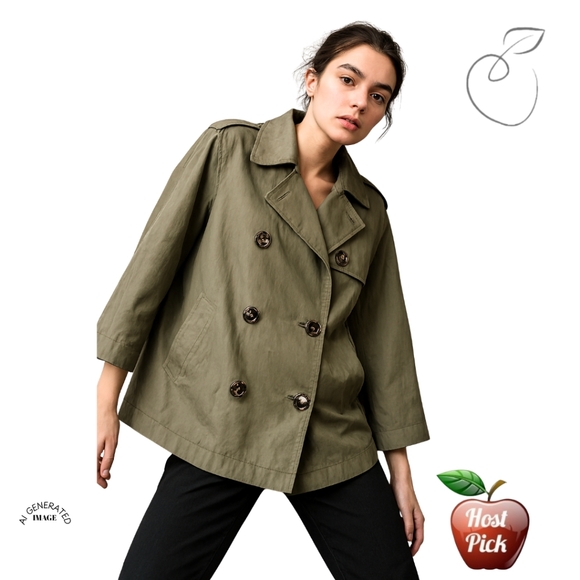 Calvin Klein Jackets & Blazers - CALVIN KLEIN BATWING DOUBLE BREASTED JACKET OLIVE SZ L